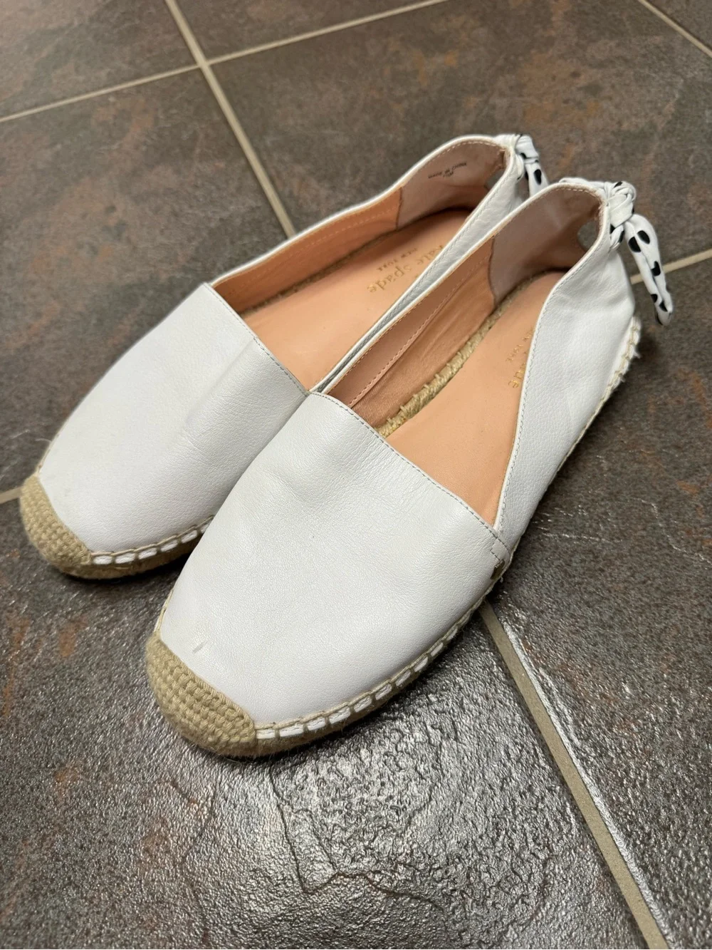 Kate Spade New York Womens Tie Back Grayson Slip On Espadrille Shoes White 7.5